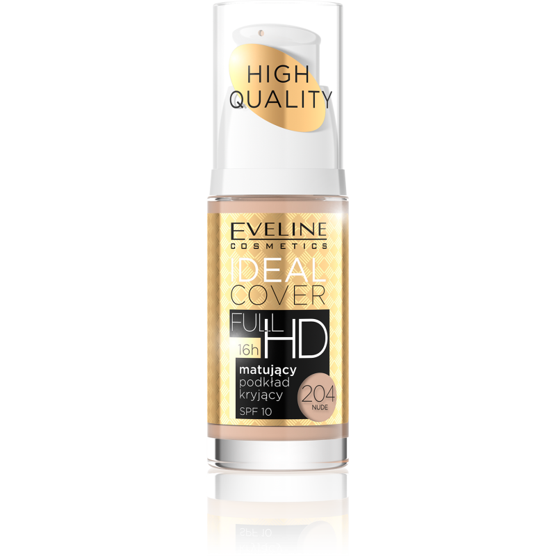 High Quality Ideal Cover Full HD matujący podkład kryjący SPF10  201 Ivory 30ml